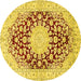 Round Medallion Yellow Traditional Rug, tr729yw