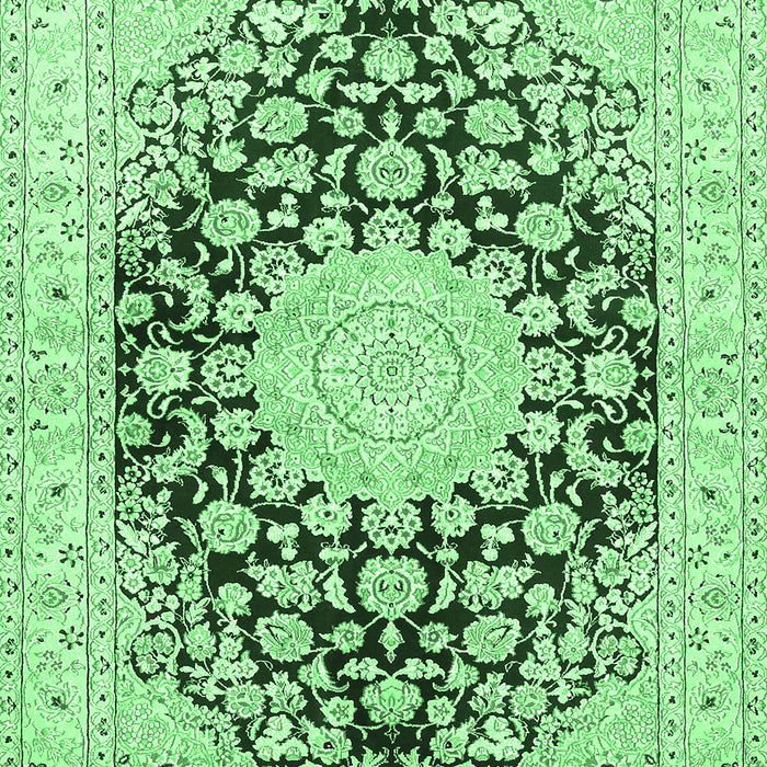 Machine Washable Medallion Emerald Green Traditional Area Rugs, wshtr729emgrn