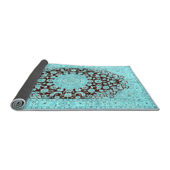 Sideview of Medallion Light Blue Traditional Rug, tr729lblu