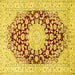 Square Medallion Yellow Traditional Rug, tr729yw