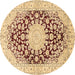 Round Medallion Brown Traditional Rug, tr729brn