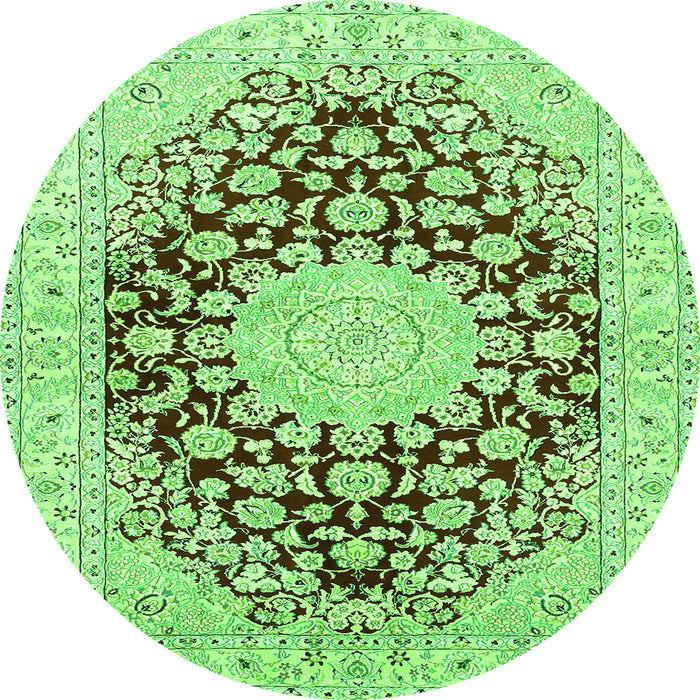 Square Medallion Green Traditional Rug, tr729grn