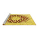 Sideview of Machine Washable Medallion Yellow Traditional Rug, wshtr729yw