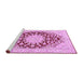 Sideview of Machine Washable Medallion Pink Traditional Rug, wshtr729pnk