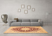 Machine Washable Medallion Orange Traditional Area Rugs in a Living Room, wshtr729org