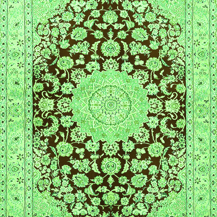 Serging Thickness of Machine Washable Medallion Green Traditional Area Rugs, wshtr729grn