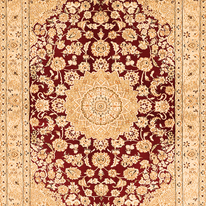 Serging Thickness of Machine Washable Medallion Orange Traditional Area Rugs, wshtr729org