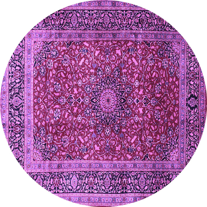 Round Medallion Purple Traditional Rug, tr72pur