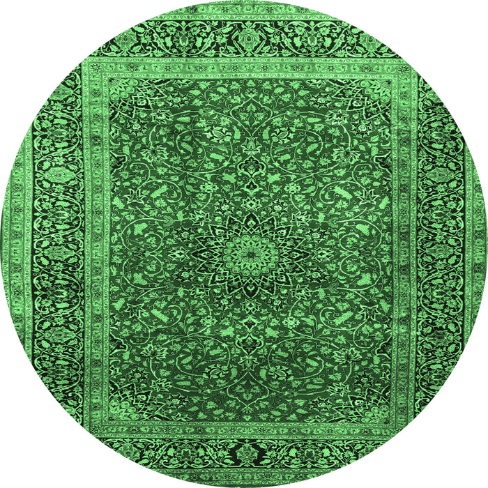 Round Medallion Emerald Green Traditional Rug, tr72emgrn