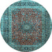 Round Medallion Light Blue Traditional Rug, tr72lblu