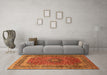 Machine Washable Medallion Orange Traditional Area Rugs in a Living Room, wshtr72org