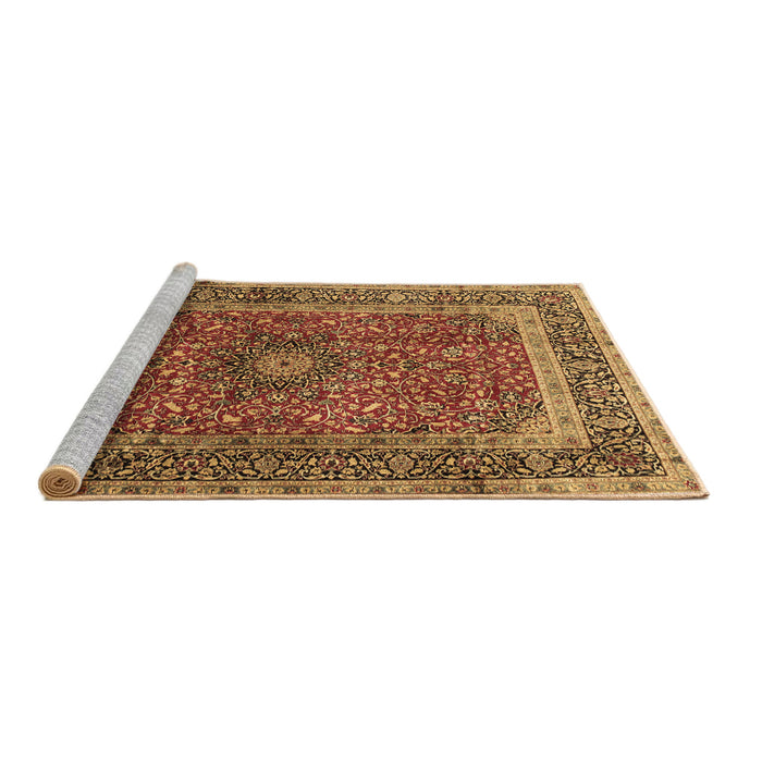 Sideview of Machine Washable Medallion Brown Traditional Rug, wshtr72brn
