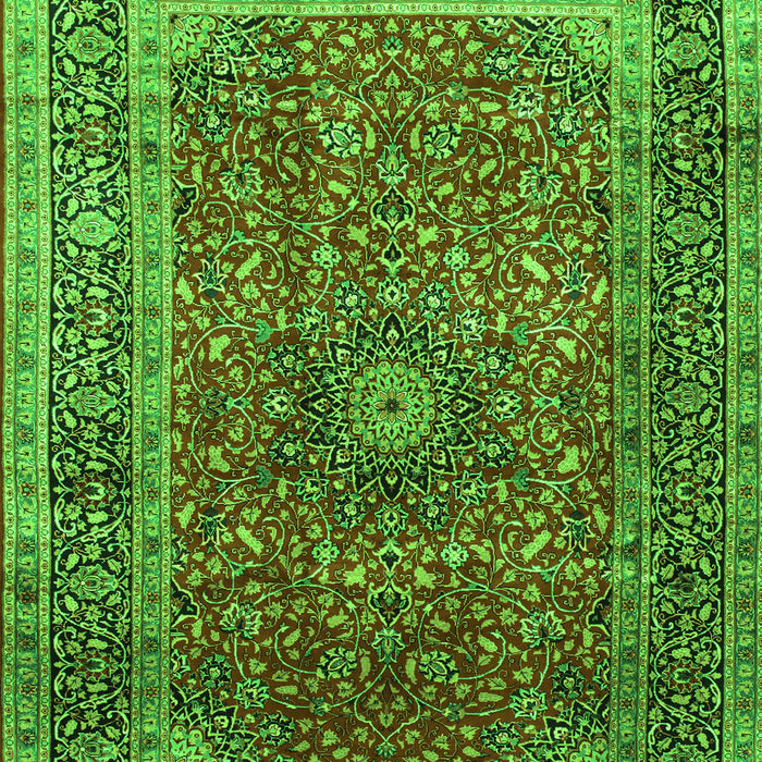 Serging Thickness of Machine Washable Medallion Green Traditional Area Rugs, wshtr72grn