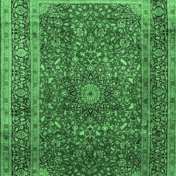 Machine Washable Medallion Emerald Green Traditional Area Rugs, wshtr72emgrn