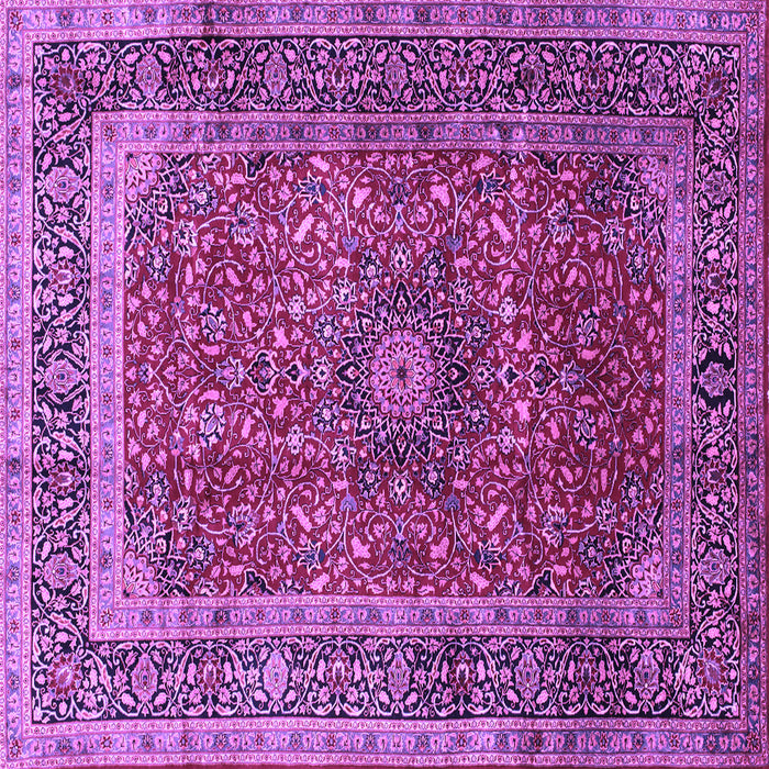 Square Machine Washable Medallion Purple Traditional Area Rugs, wshtr72pur