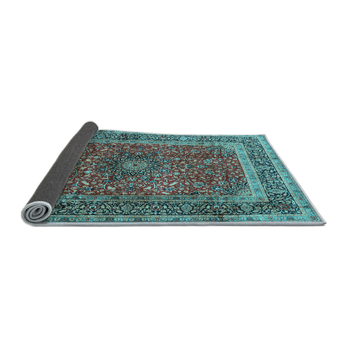 Sideview of Medallion Light Blue Traditional Rug, tr72lblu
