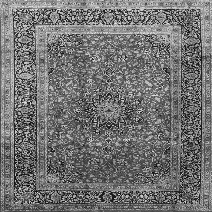 Round Machine Washable Medallion Gray Traditional Rug, wshtr72gry