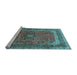 Sideview of Machine Washable Medallion Light Blue Traditional Rug, wshtr72lblu