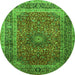 Machine Washable Medallion Green Traditional Area Rugs, wshtr72grn