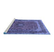 Sideview of Machine Washable Medallion Blue Traditional Rug, wshtr72blu