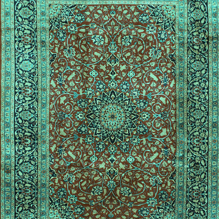 Machine Washable Medallion Turquoise Traditional Area Rugs, wshtr72turq