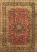 Machine Washable Medallion Brown Traditional Rug, wshtr72brn