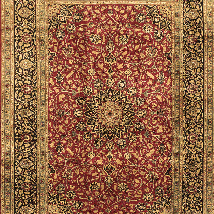 Machine Washable Medallion Brown Traditional Rug, wshtr72brn