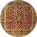 Round Medallion Brown Traditional Rug, tr72brn