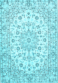 Medallion Light Blue Traditional Rug, tr730lblu