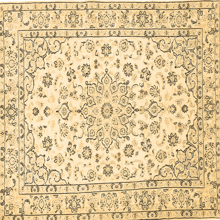 Square Machine Washable Medallion Brown Traditional Rug, wshtr730brn