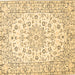 Square Machine Washable Medallion Brown Traditional Rug, wshtr730brn