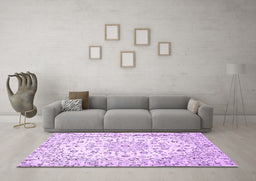 Machine Washable Medallion Purple Traditional Area Rugs in a Living Room, wshtr730pur