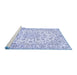 Sideview of Machine Washable Medallion Blue Traditional Rug, wshtr730blu