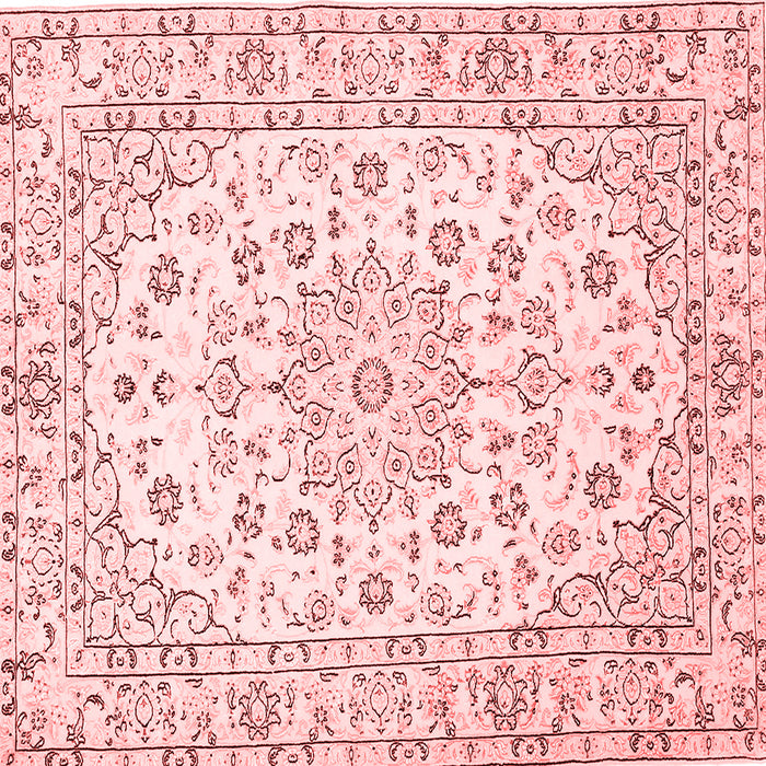 Machine Washable Medallion Red Traditional Rug, wshtr730red