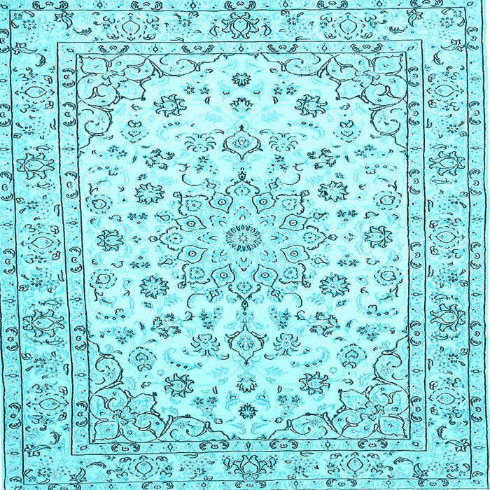Square Medallion Light Blue Traditional Rug, tr730lblu