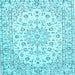 Square Medallion Light Blue Traditional Rug, tr730lblu