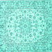 Square Medallion Turquoise Traditional Rug, tr730turq