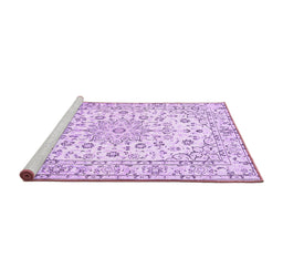 Sideview of Machine Washable Medallion Purple Traditional Area Rugs, wshtr730pur