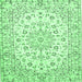 Square Medallion Emerald Green Traditional Rug, tr730emgrn