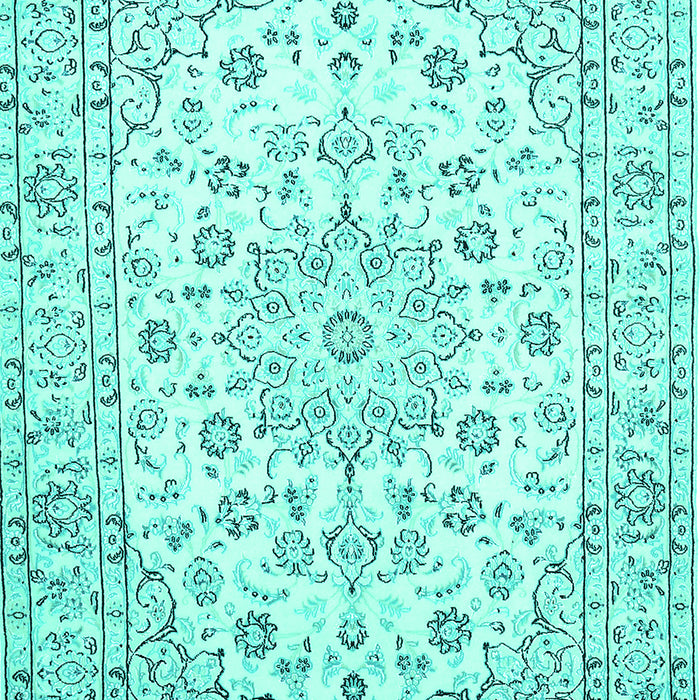 Machine Washable Medallion Turquoise Traditional Area Rugs, wshtr730turq