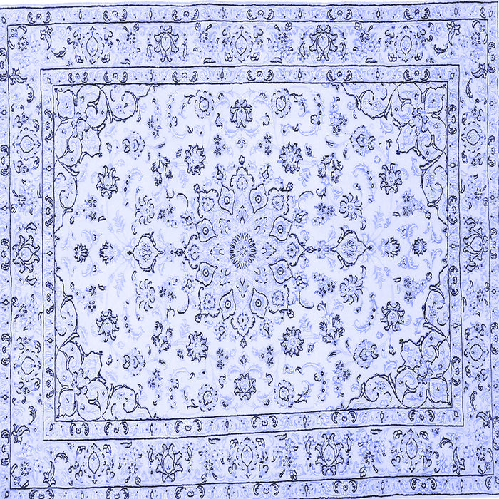 Square Machine Washable Medallion Blue Traditional Rug, wshtr730blu