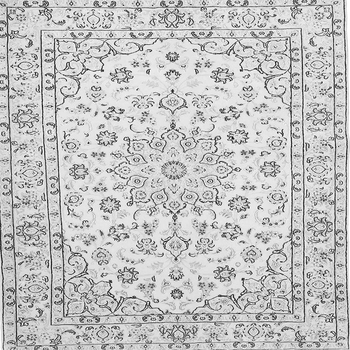 Round Machine Washable Medallion Gray Traditional Rug, wshtr730gry