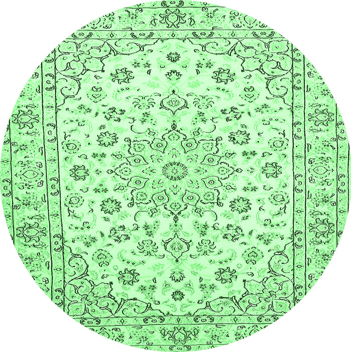 Round Medallion Emerald Green Traditional Rug, tr730emgrn