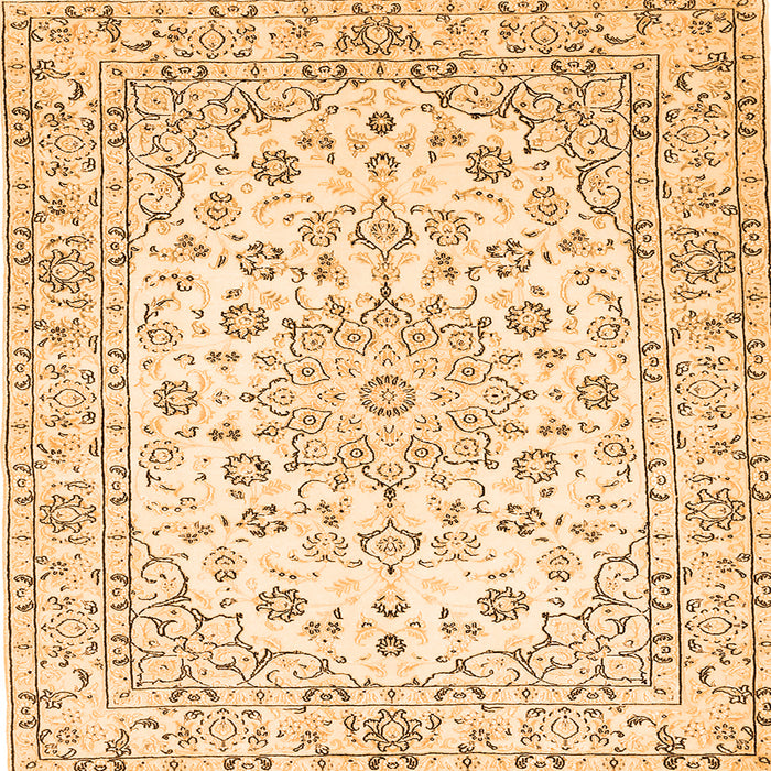 Serging Thickness of Medallion Orange Traditional Rug, tr730org