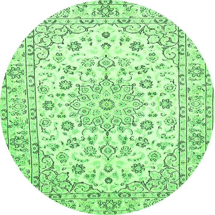 Machine Washable Medallion Green Traditional Area Rugs, wshtr730grn