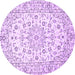 Round Machine Washable Medallion Purple Traditional Area Rugs, wshtr730pur