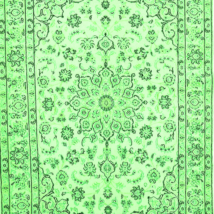 Serging Thickness of Machine Washable Medallion Green Traditional Area Rugs, wshtr730grn