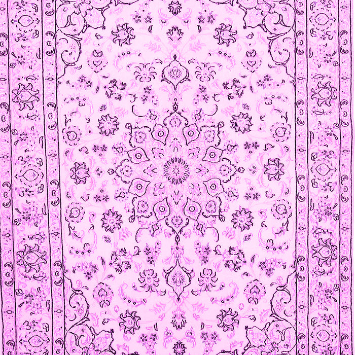 Machine Washable Medallion Pink Traditional Rug, wshtr730pnk