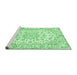 Sideview of Machine Washable Medallion Emerald Green Traditional Area Rugs, wshtr730emgrn