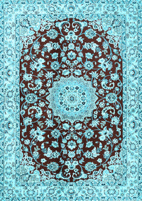 Medallion Light Blue Traditional Rug, tr731lblu